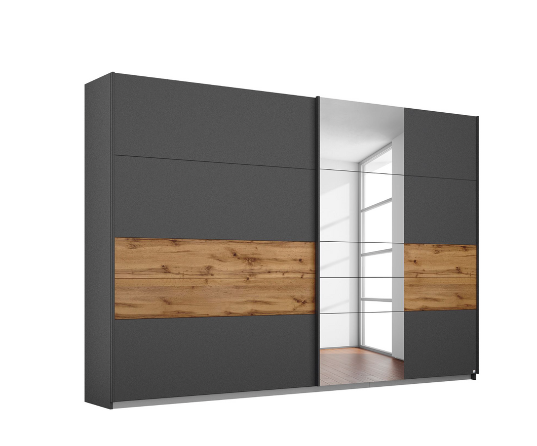 REDUZIERT! -30% Schwebetürenschrank Boston-Extra Grau - Breite: 271 cm