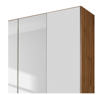 Lade das Bild in den Galerie-Viewer, REDUZIERT! -30% Drehtürenschrank Mainz Alpinweiß / Eiche Wotan Dekor - Breite: 271 cm - Mit Spiegeltür/-en
