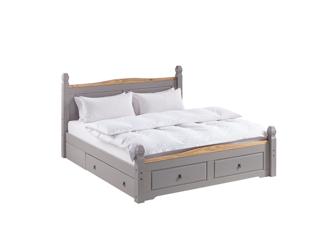 REDUZIERT! -34% Massivholzbett Finca Rustica Kiefer massiv - Kiefer Grau