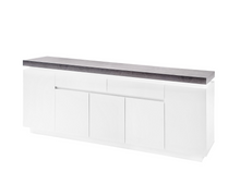 Lade das Bild in den Galerie-Viewer, REDUZIERT! -50% Sideboard Namona III Inkl. Beleuchtung - Beton Dekor / Weiß
