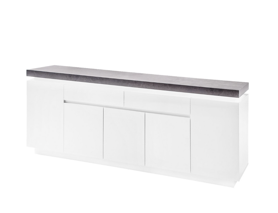 REDUZIERT! -50% Sideboard Namona III Inkl. Beleuchtung - Beton Dekor / Weiß
