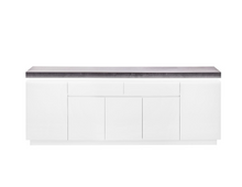 Lade das Bild in den Galerie-Viewer, REDUZIERT! -50% Sideboard Namona III Inkl. Beleuchtung - Beton Dekor / Weiß
