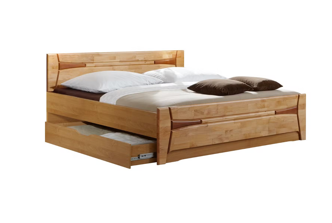 REDUZIERT! -38% Kompaktbett Florenz Erle teilmassiv - 200 x 220cm - 1 Bettkasten