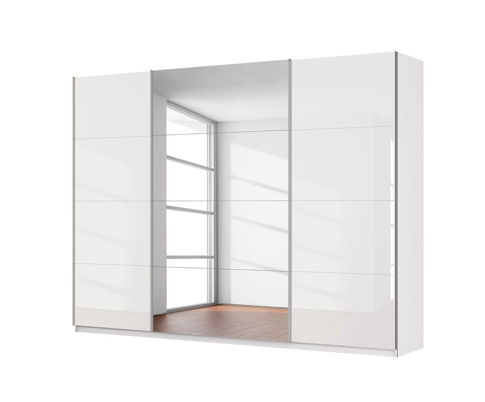 Schwebetürenschrank SKØP gloss reflect Hochglanz Weiß - Höhe: 236
