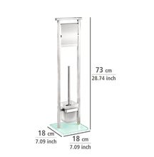 Lade das Bild in den Galerie-Viewer, Stand WC-Garnitur Debar Edelstahl rostfrei / Glas - Silber
