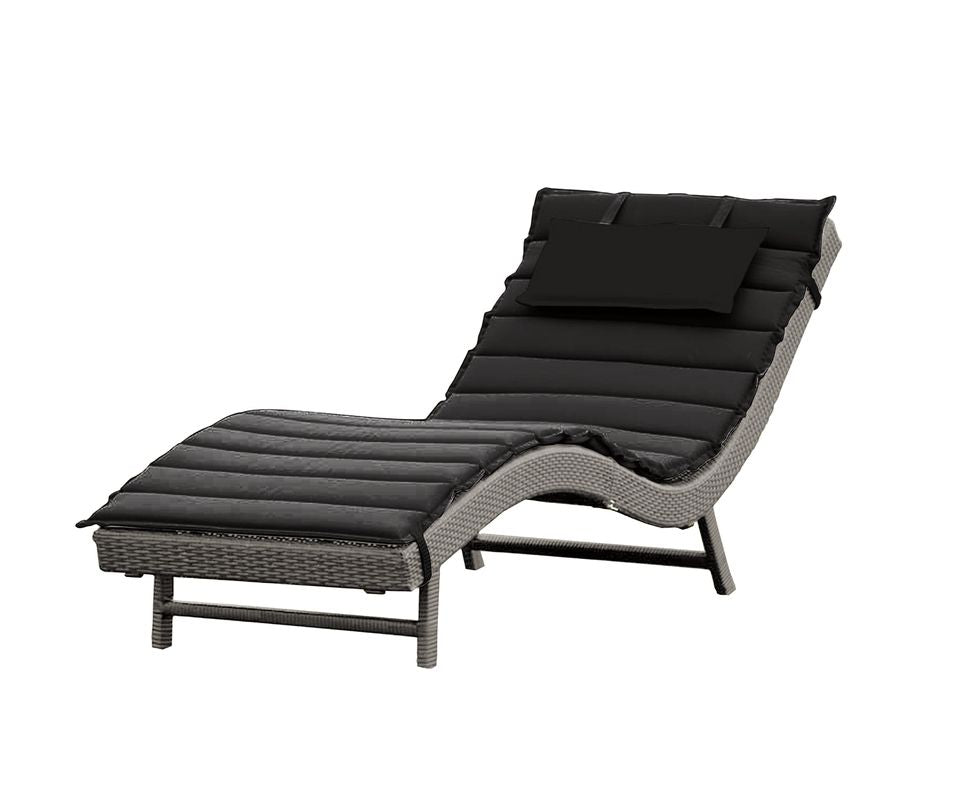 Gartenliege Piacenza I Polyrattan / Webstoff Anthrazit / Grau