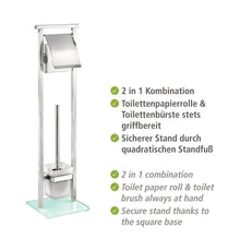 Lade das Bild in den Galerie-Viewer, Stand WC-Garnitur Debar Edelstahl rostfrei / Glas - Silber
