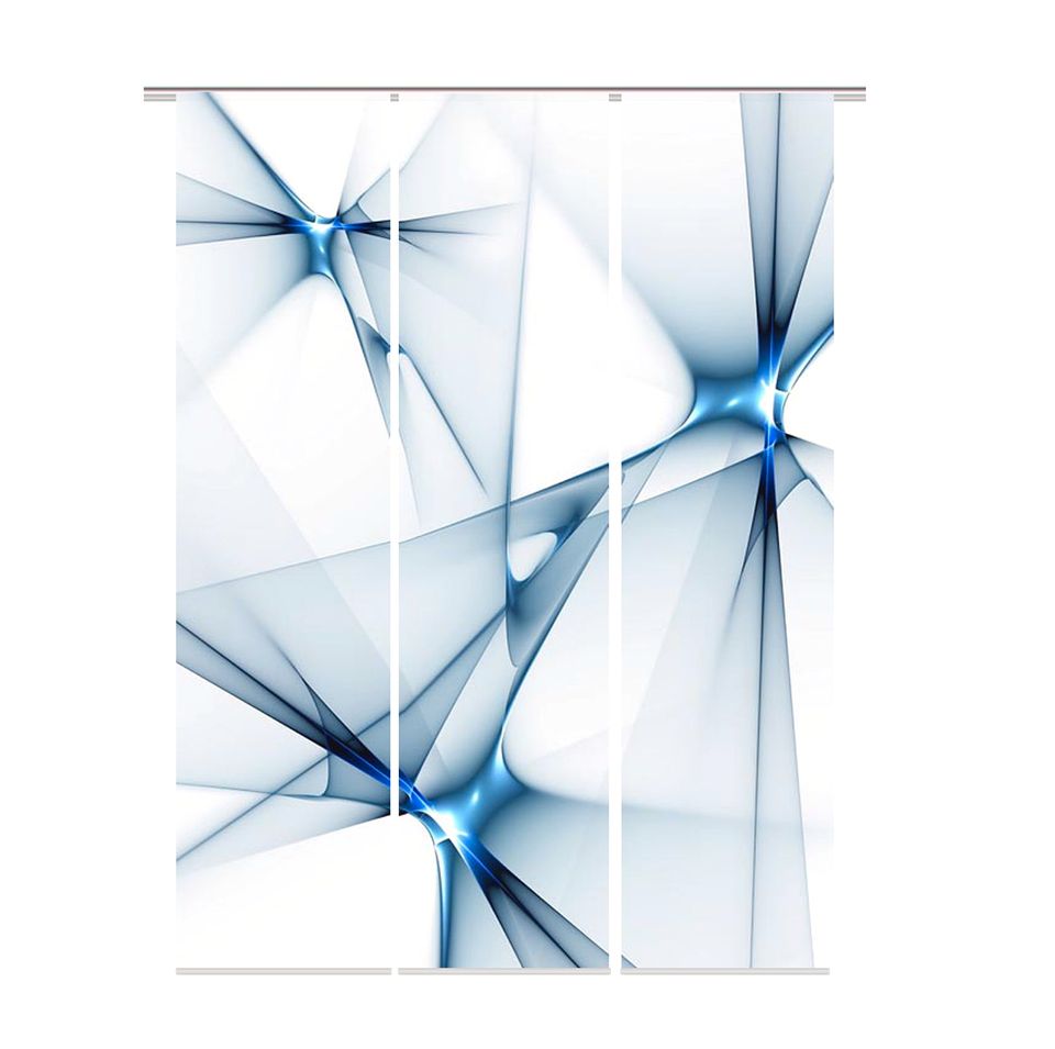 Schiebevorhang Franklin (3er-Set) Webstoff - Blau / Weiß