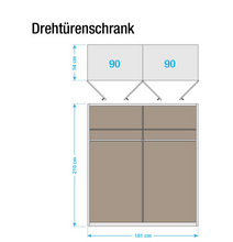 Lade das Bild in den Galerie-Viewer, REDUZIERT! -32% Drehtürenschrank Lorca, Breite 181cm
