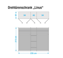 Lade das Bild in den Galerie-Viewer, REDUZIERT! -28% Drehtürenschrank Linus Weiß/Trüffel

