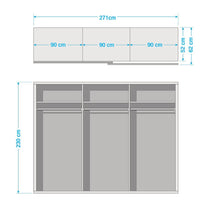 Lade das Bild in den Galerie-Viewer, Schwebetürenschrank Quadra Grau-metallic
